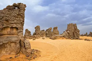 Fell Prints: Stone desert, Tassili Maridet, Libyan Desert, Libya, Sahara, North Africa, Africa