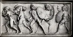 Mythological Theme Prints: Stone Relief Of The Death Of Patroclus