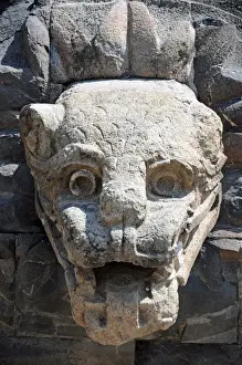San Juan Teotihuacan Prints: Stone Serpent Head Sculpture, Teotihuacan