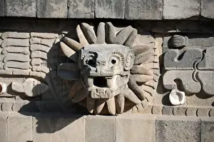 San Juan Teotihuacan Prints: Stone Serpent Head Sculpture, Teotihuacan