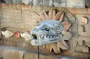 San Juan Teotihuacan Prints: Stone Serpent Head Sculpture, Teotihuacan