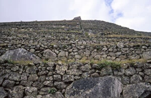 Stone terraces in inca site of Machu Picchu