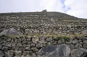 Building Terrace Prints: Stone terraces in inca site of Machu Picchu