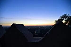 Myanmar Culture Gallery: stone wall sunset