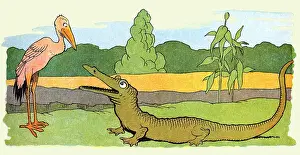Marabou Prints: Stork and Crocodile Chat