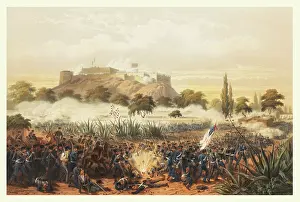 Mexican American Prints: Storming of Chapultepec - Quitman's attack