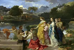 Biblical Prints: Story of the Prophet Moses, the Discovery of Moses as a Baby in a Basket on the River