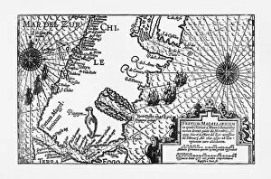Commercial Dock Gallery: Strait of Magellan Map by Van Noort, Circa 1599