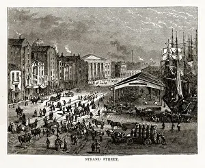 Strand Street in Liverpool, England Victorian Engraving, 1840