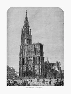 Images Dated 20th September 2016: Strasburg Cathedral, Strasbourg Cathedral, Strasburg, Strasbourg, Germany, Circa 1887