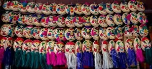Images Dated 16th May 2016: Straw trays art - Vietnam famous souvenir in multi-faces are sales in many shops around downtown