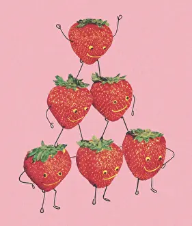 Medium Group Of Obje Prints: Strawberry Pyramid