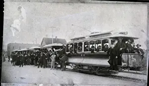 Streetcar Prints: Street Car With Large Crowd