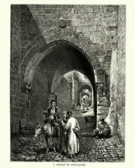 Images Dated 19th February 2018: Street in Jerusalem, 19th Century