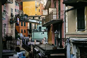 Liguria Prints: Street in Manarola village in Cinque Terre National Park, Liguria, Italy