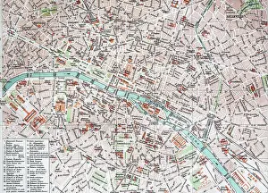 Labour Prints: Street Map of Paris, 1890, France