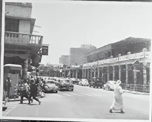 Kuwait Prints: Street Scene of Kuwait with Pedestrians and Commuters