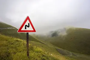 Street Sign Prints: Street sign on the way to the Forca di Presta pass
