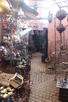 Retail Gallery: Street in the souk of blacksmiths in Marrakech