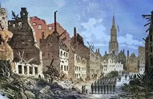 Battles & Wars Collection: The street Steinstrasse in Strassburg after the capitulation, illustrated war chronicle in 1870-1871