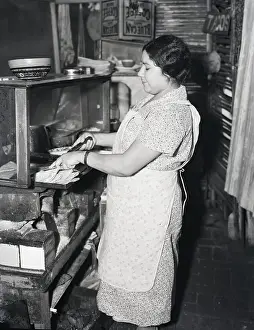 Traditional Style Prints: Street Vendor Preparing Tacos on Olvera Street