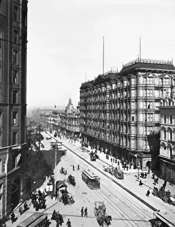 Trolley Prints: Streetcars in Front of Palace Hotel