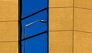 Streetlight Reflected On Building