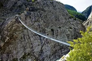 Images Dated 22nd September 2013: Stressed-ribbon bridge across Massa Gorge, Belalp tourism region, Canton of Valais, Switzerland