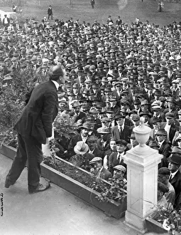 Speaker Prints: Strike Agitator Addressing Crowd