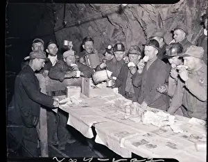 Pouring Prints: Strikeing Miners Eat Sandwiches and Drink Coffee