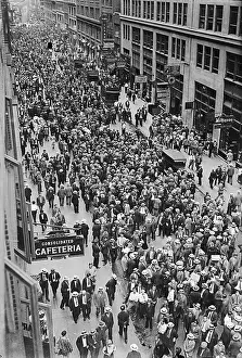 March Prints: Strikers Gathering on a Street