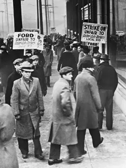 Picketing Prints: Strikers Picketing Ford Motor Plant