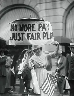 Picketing Prints: Striking Actors Equity Member with Picket Sign Under Umbrella