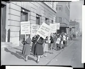 Striking Meat Workers Carrying Signs