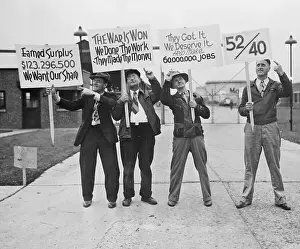 Dearborn Prints: Four Striking Oil Workers Hold Signs