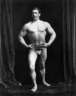 Muscles Prints: Strong Man In Briefs Breaking Chains