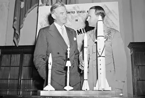 Gavin Prints: Stuart Symington Examining Models of Missiles