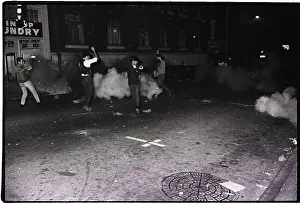 Tear Gas Prints: Student Protesters in Street at Night