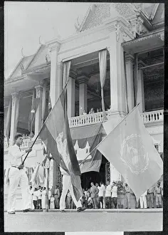 Students Carrying Cambodian Flag