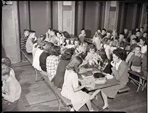 Lunch Prints: Students Eating In High School Cafeteria