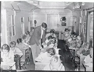 Iowa Prints: Students Learning in Converted Railroad Car