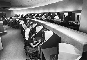 Connecticut Prints: Students at Long Row of Computers