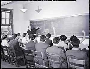 Classroom Prints: Students Looking at Puzzle on Blackboard