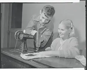 Winnetka Prints: Students Practicing Sewing