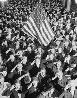 Saluting Prints: Students Saluting Under American Flag