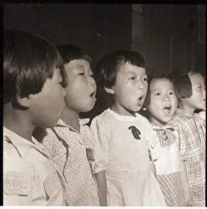 Seoul Prints: Students Singing in Wartime School