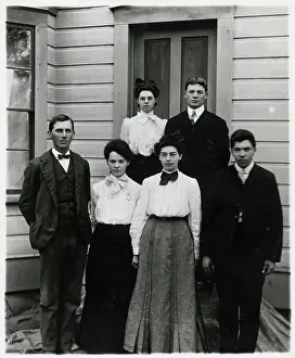 School Prints: Students Standing at School Doorway