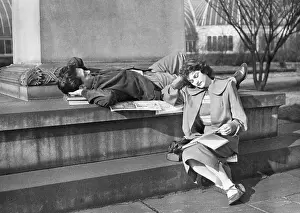 Down Prints: Students Study Outdoors In Warm Sun