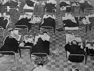 Amherst Prints: Students Suffering from Flu on Cots