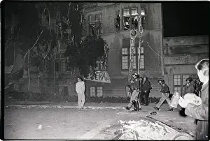 Dormitory Prints: Students Watch Police from Dorm Window